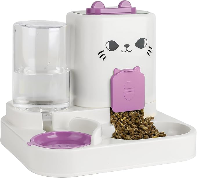 Gravity Pet Feeder Water Dispenser Combo for Cats & Dogs – 2-in-1 Automatic Food & Water Station, Large Capacity, Non-Slip Base, Easy to Clean, Travel Ready (red)