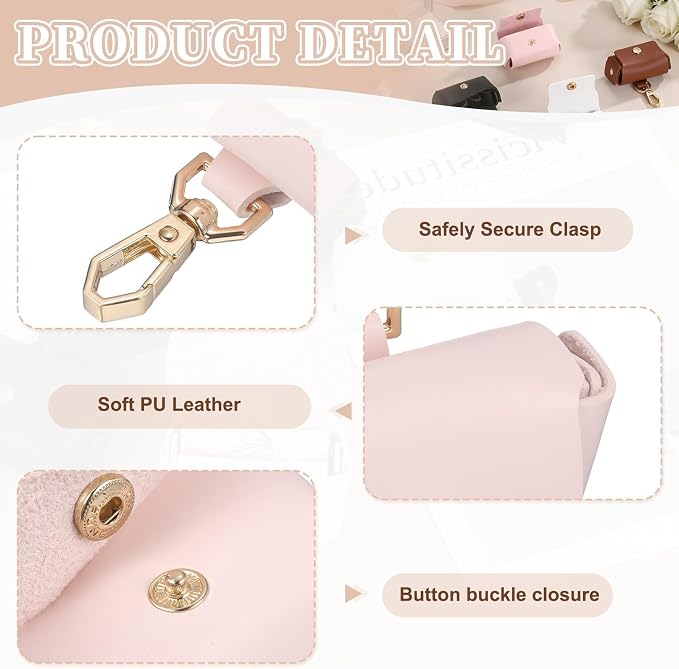 uxcell 2Pcs Dog Ring Bearer, Leather Wedding Pet Ring Pillow Jewelry Holder with Clasp Buckle Closure Portable Storage Organizer Button Closure Pouch for Wedding Engagement, Pink