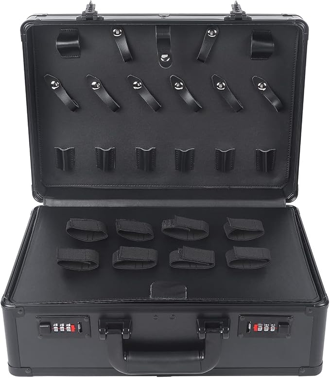 Barber Beauty Salon Tool Kits Storage Travel Carry Case,Hairdresser Salon Trimmer Holder Organizer Box with Lock,Barber Carrying Case for Hair Stylist Pet Groomer (Black)