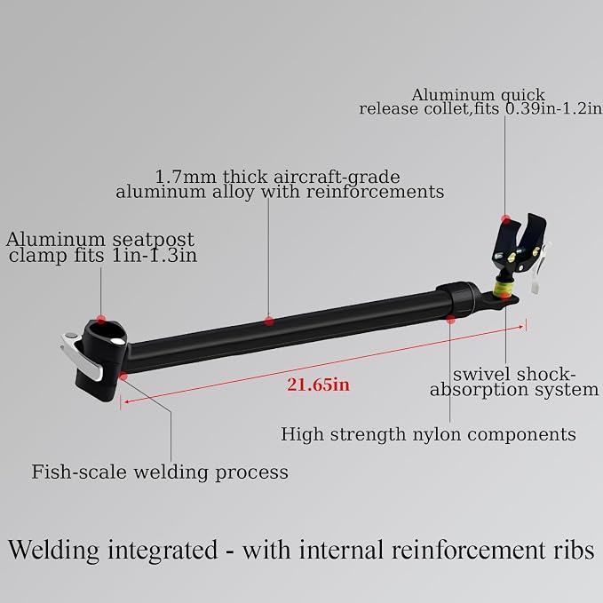 Bike Trailer Hitch for Wagon Camping Rolling Cart Collapsible Wagon with 360° Swivel Joint & Shock Absorber, Quick-Release Clamps for Folding Wagons, Pet Carts & Garden Trailers