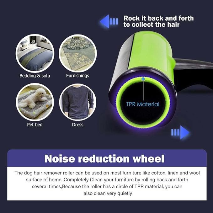 Pet Hair Remover Roller — Reusable Dog & Cat Hair Remover for Furniture, Couch, Clothing & Car | Eco Friendly Lint Roller | No Sticky Tape, No Batteries | Manual Fur Remover