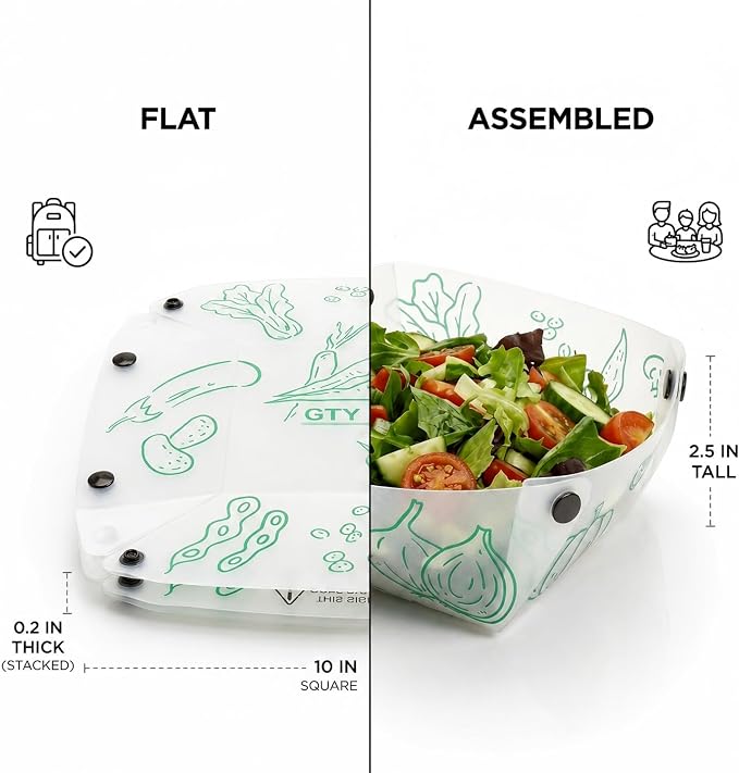 GTYOPR® Food-Grade PP Collapsible Bowls 3-Pack - Leakproof, Lightweight Foldable Design | Perfect for Travel, Picnics, Emergency Prep (Medium)