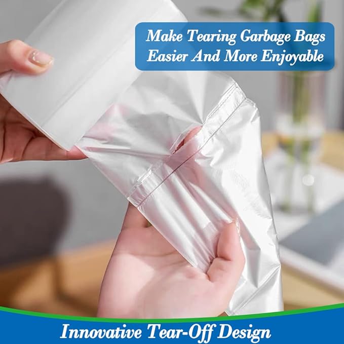 3 gallon Clear trash can liners,Small Garbage Bags 300,Extra Strong 2.6,3 Gal Trash Bag,Fit 10 liters trash Bin Liners for Home Office Kitchen （Clear 300）