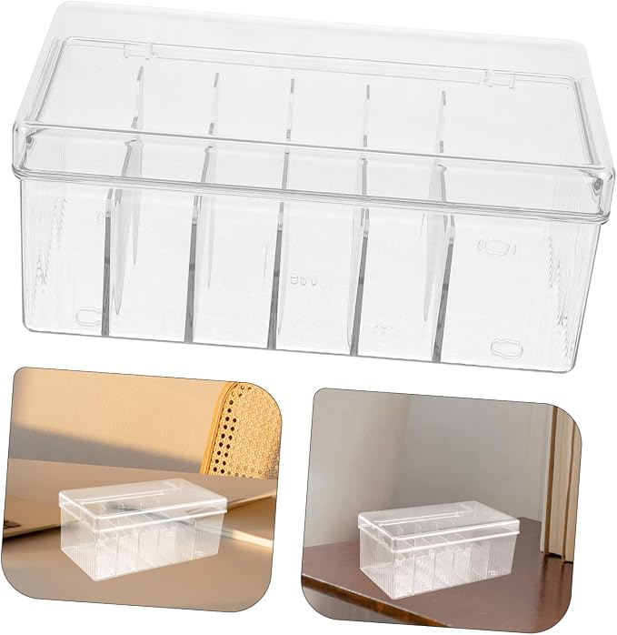 Tofficu Desktop Cable Organizer Box Clear Multi-grid Storage Case for Usb Cables Chargers and Accessories Pet Material Lid Translucent Design for Easy Access and Space-saving