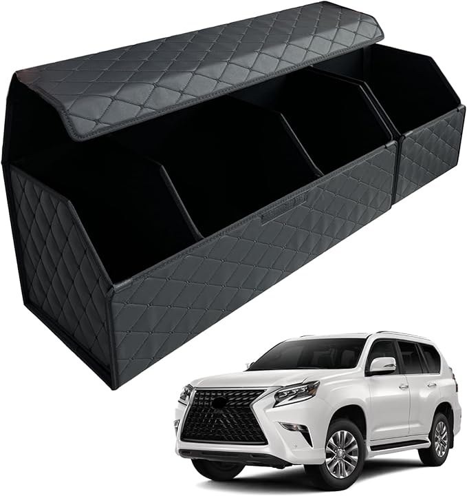 Car Trunk Organizer for For GX - Custom Fit,Easy Installation，Large Space Outdoor Trunk Organizer with Leather,Hook and Loop Fastener,4-Layer Cover,For GX 460 2010-2023