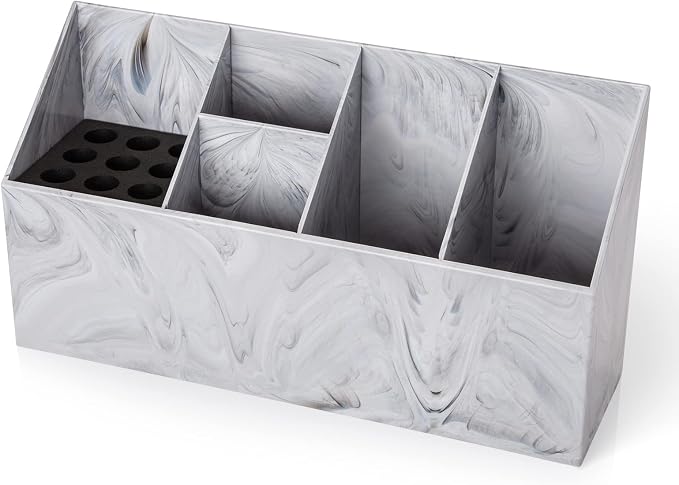 Noverlife Salon Shear Holder, Hair Stylist Shears Rack Neat Desk Organizer | Large Marble Pattern Professional Barber Scissor Holder Pet Grooming Storage Box Container Case for Clippers Combs Clips