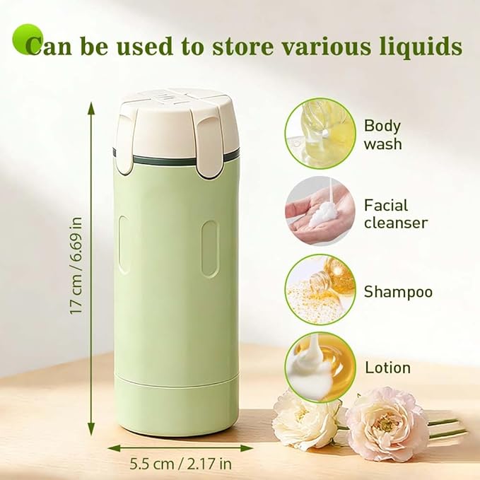 4 in 1 Travel Dispenser, 4 Pack 30ML Travel Bottles for Toiletries with Scale and Label, Leak Proof Travel Size Containers, Portable Containers for Shampoo Lotion Conditioner Cream (White+Green)