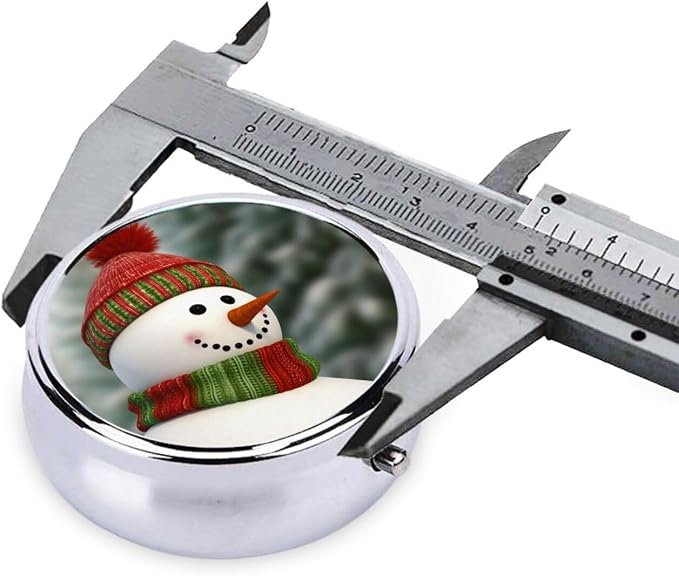 Round Pill Box Smile Gaze Snowman Pill Case for Purse & Pocket 3 Compartment Pill Organizer Portable Travel Pillbox Medicine Pill Holder Container for Daily Vitamin Cod Liver Oil Storage