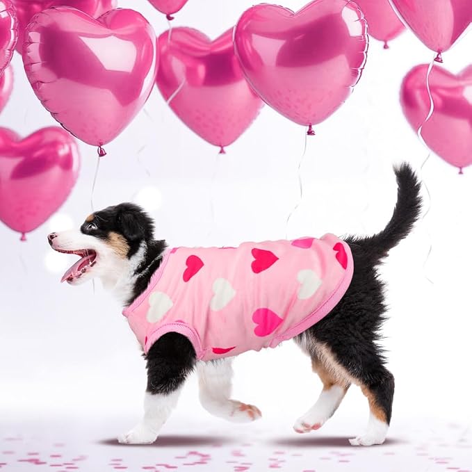 2 Pack Dog Valentines Outfit Shirts Soft Velvet Stretchy Lightweight Dog Warm T-Shirts Sleeveless Vest Clothes for Small Medium Large Dogs Cats