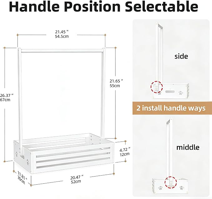 BAMBOOHOMIE Baby Clothing Rack for Toddler, Pets Clothes Rack with Storage Box & Adjustable Hanging Rod for Dogs/Cats, Baby Shower Clothes Closet Rack with Handle for Nursery Room (White, Baby)