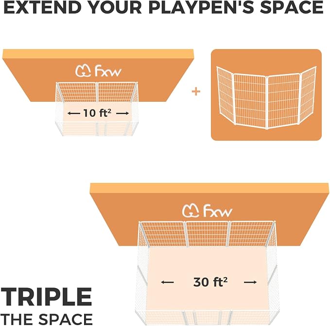 FXW Homeplus Indoor Dog Playpen, 45" H, 4 Panels, for Large Dogs | Stress-free play, Heavy-duty, Semi-open design, Easy setup, Threshold-free gate, Expandable, Patented
