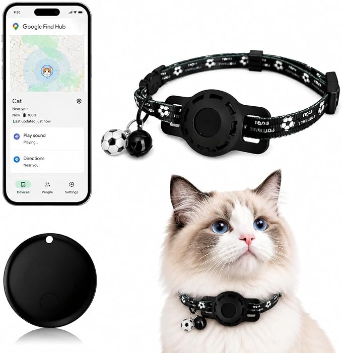 GPS Collar for Cats,Pet Tracker (Android Only) Smart tag,Waterproof Compatible with Google Find My,No Monthly Fee,Advanced Tracking Solution Smart Collar for Pet Safety Ideal Small Large Cats