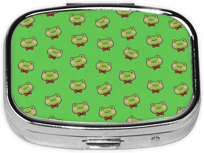 Outdoor Pill Box Rugged Medicine Case Waterproof Supplement Organizer Backpacking Gear, Cute Green Frogs