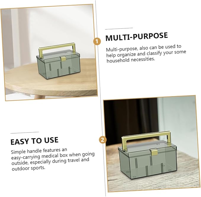 minkissy Handheld Medicine Chest Pet Storage Box Daily Pill Box Compact Portable Organizer