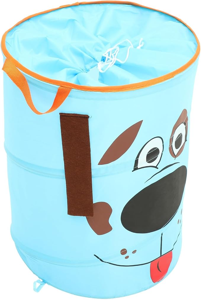 GALPADA Large Capacity Foldable Fabric Storage Bucket with Two Comfortable Handles, Easy to Carry Portable Bin Organizer for Nursery Room and Bedroom, Light Blue Pet Storage Basket