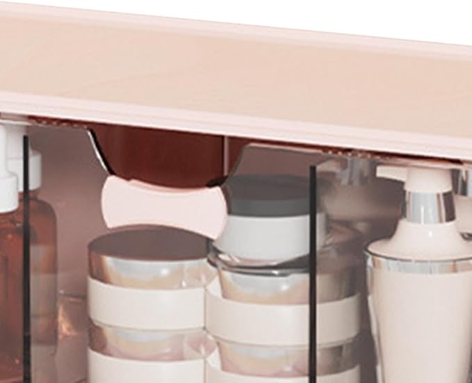 Desktop Lipstick Cosmetic Makeup Organizer Stackable Storage Box Pink