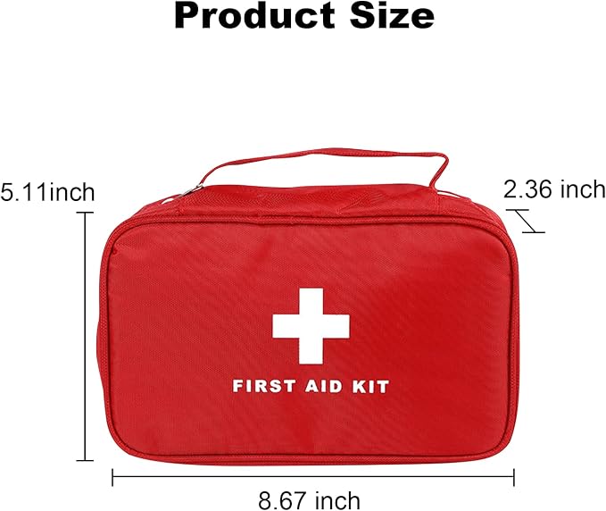6pcs First Aid Bag Empty, Waterproof Durable First Aid Kit Bag Empty with Zippered,First Responder Storage Medicine Emergency Bag for Home Office Kitchen Outdoor Travel Camping Activities-Red
