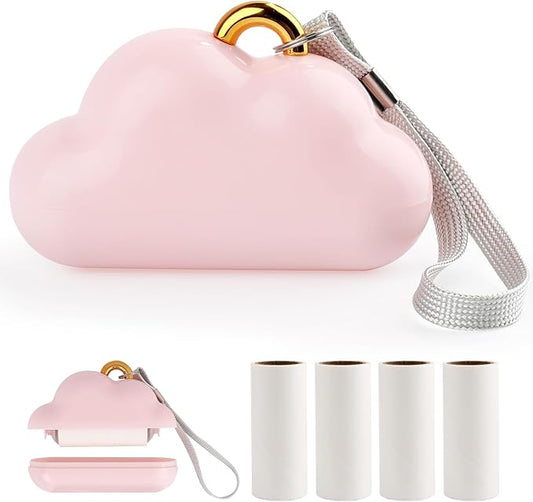 Pink Cloud Mini Lint Roller Travel Size,Reusable Mini Travel Sticky Roller,Portable Lint Roller Dog and Cat Pet Hair Remover for Clothes, Furniture(150 Sheets)