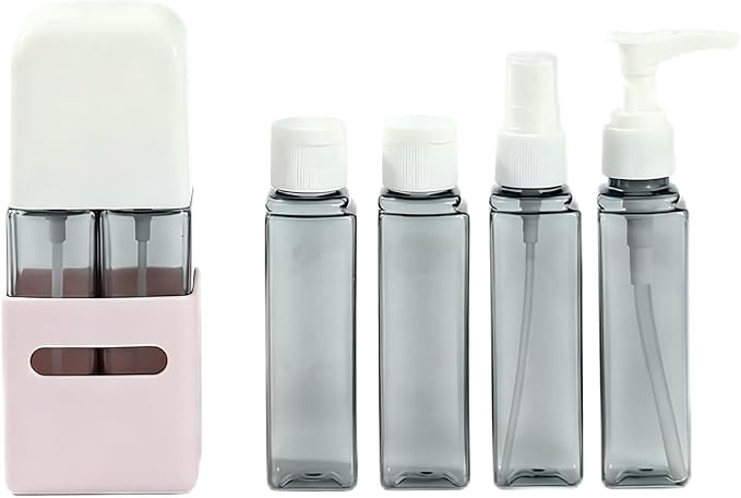 4 in 1 Travel Dispenser Bottle Refillable 4 in 1 Travel Dispenser 60ml Travel Bottles Leakproof Travel Size Containers for Toiletries Shampoo Lotion Pink