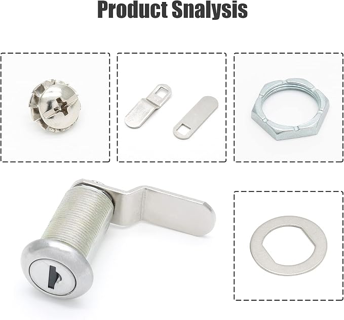 2 Pack 1-1/8" Cabinet Cam Lock Keyed Alike, Nickel RV Mailbox Lock | Zinc Alloy Nickel-Plated, Waterproof Cap, Includes Offset And Straight Cam, For Drawer Tool Box RV