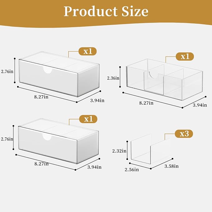 3 Tier Medicine Cabinet Organizer and Storage,Stackable Bathroom Medicine Organizer with Removable Dividers, Plastic Vanity Storage,White