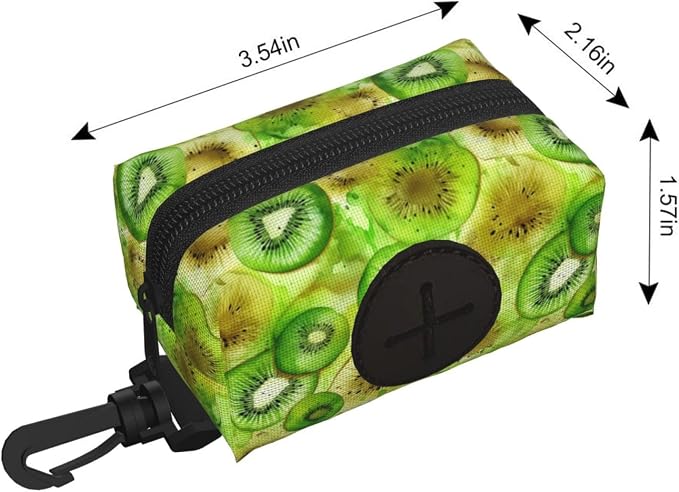 Kiwi Slices Pet Waste Bag Dispenser 0.2L | Portable Dog Poop Holder Waste Bag With Zipper Park Doggy Walking Accessory