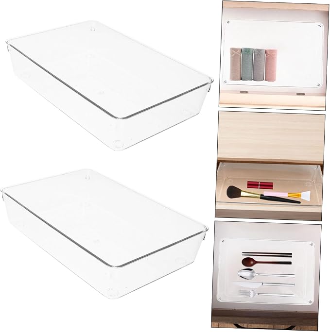2pcs Organizer Box Pet Material Storage Bin for Desk Kitchen Bedroom Drawer Sundries Boxes