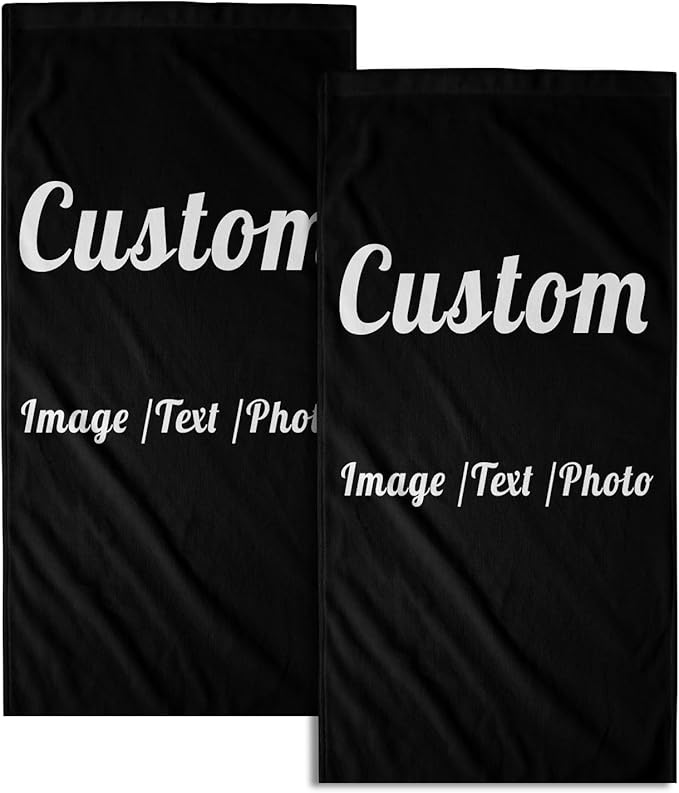 Giwawa Custom Hand Towels Set of 2 Personalized Kitchen Dish Towels with Picture Text Absorbent Customized Photo Bath Towel for Bathroom Home Decor