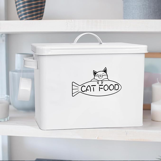 Vumdua Large Dog and Cat Food Storage Container, Farmhouse Pet Food Storage Containers with Lid and Dry Food Scoop, Durable Airtight Cat Container 12-13 lbs Capacity, Great Gift for Pet Owners