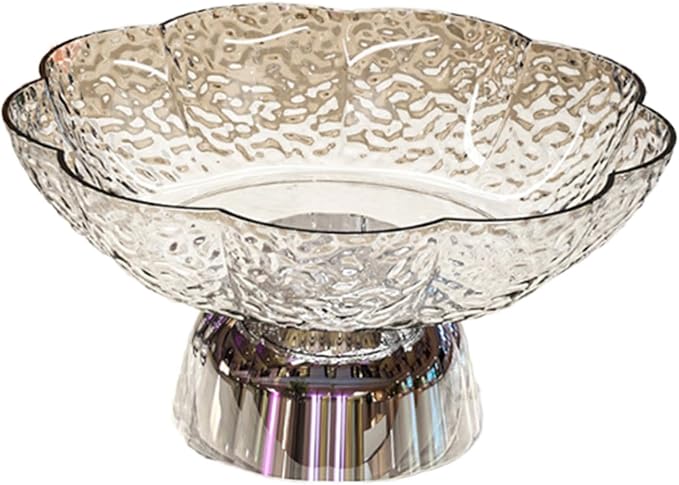 Fruit Bowl Pedestal Bowl Footed Wedding Fruit Stand Multipurpose Storage Organizer for Kitchen Counter Snack Bread Dessert, C White and Silver
