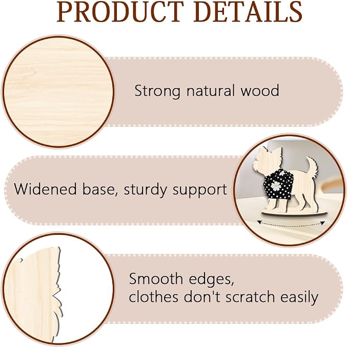 Pet Clothing Display Stand 11.8 x 11.4 x 0.2 Inch Dog Mannequin Display for Clothes Scarf Bandana Wood Dog Silhouette Stand for Pet Store Shops Window Show Photography Prop Home Decoration