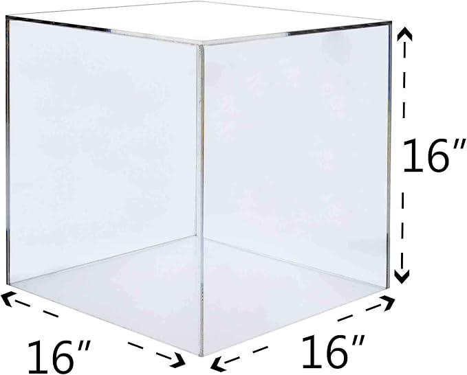16" Acrylic Display Riser Box with One Open Side Versatile Clear Square One Piece Plexiglass Retail Product Platform and Merchandise Storage Bin No Assembly by Marketing Holders