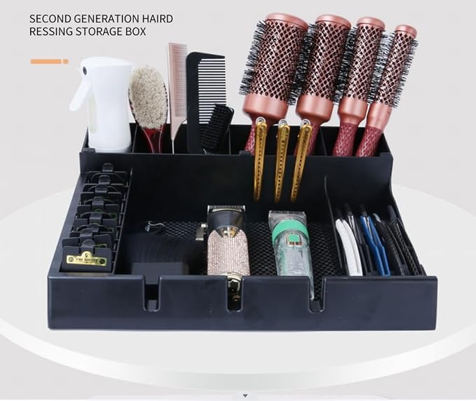 Hairdressing Tool Holder, Multifunctional Detachable Large Storage Box, Salon Barber Supplies Organizer Holder, Hair Cutting Tools Storage Case for Scissor Comb Hair Brush Barber Accessories - Black