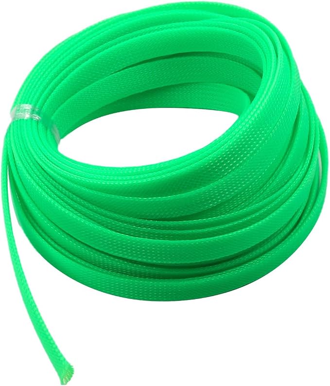 Heyiarbeit 10m/32.8ft PET Expandable Braid Cable Sleeving Flexible Wire Mesh Sleeve Fluorescent Green 12mm