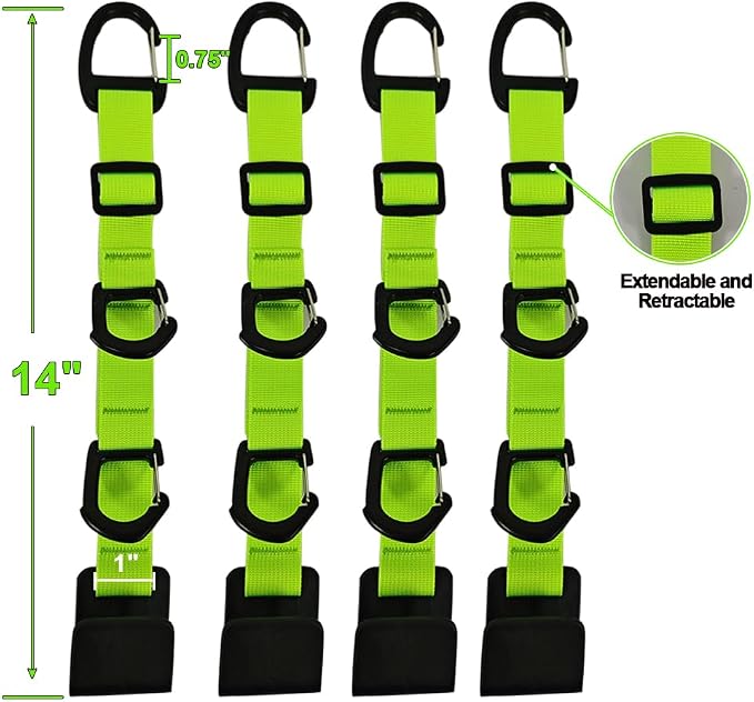 Car Headrest Hooks, Backseat Storage Organizer Hangers, Universal Vehicle Seat Back Hooks, 4 Pack (brightgreen)