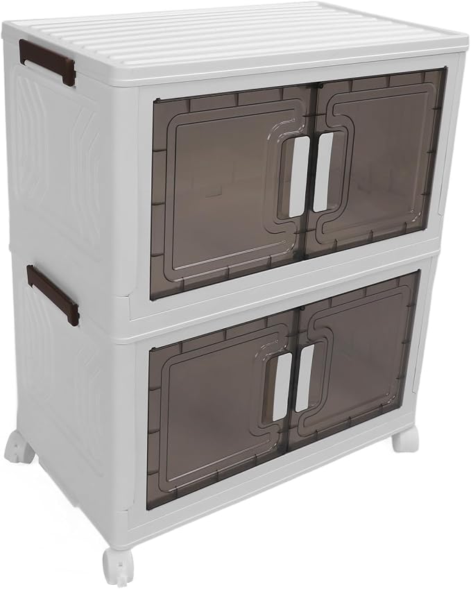 Brrnoo Stackable wheeled storage bin, 2-tier medium PP