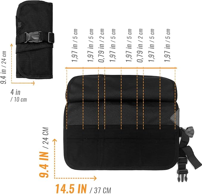 Under NY Sky Scissors Roll Up Case For Salon Hair Cutting Shears, Black | Professional Oxford Canvas Pouch Case, Portable Storage Organizer for Salon Tools, Hair Stylists, Barbers & Hairdressers