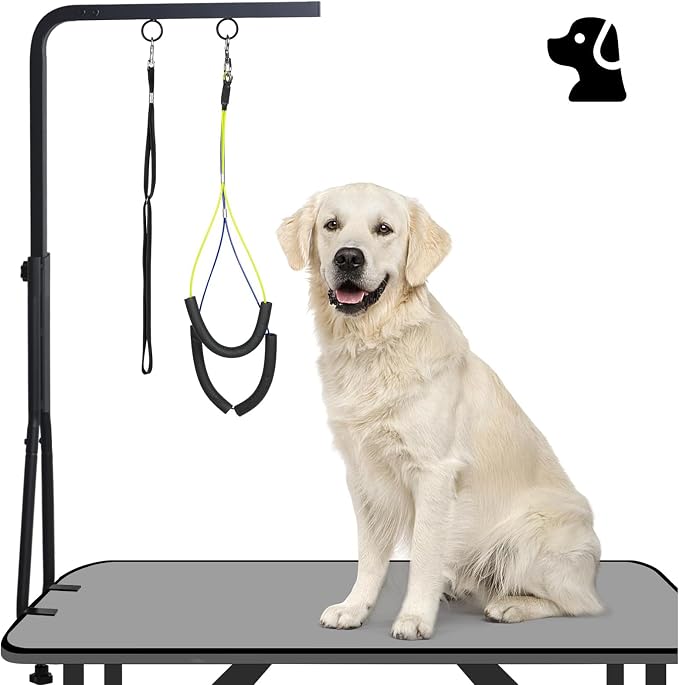 Adjustable Pet Grooming Arm with Clamp for Small & Medium Large Dogs,42.5" | Dog Grooming Arm,Grooming Loop & No Sit Haunch Holder Dog Grooming Station with Clamp for Home Use,Nail Trimming & Drying