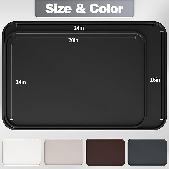 Silicone Dog Food Mat, Waterproof Anti-Slip Pet Feeding Mat with Warped Resistant Raised Edge,Spill-Proof Lip Floor Protection,Dishwasher-Safe Pet Placemat for Dogs & Cats(M 20" x 14" Black)