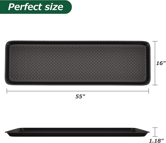 Matace 2 Pack Rubber Extra Large Shoe Tray for Entryway,Long Boot Tray,Slim Boot Mat for Indoor and Outdoor Use,16x55 in, Rectangular (Pack of 2)