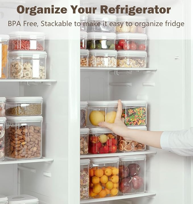 Melovom 8 Pcs Pop Food Storage Containers Airtight Food Storage Containers Set with Lids Kitchen Pantry Organization and Storage, 3.4Qt, 2.8Qt, 2.1Qt, 1.2Qt