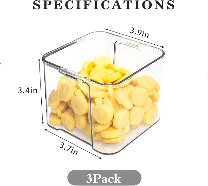 3Pack Fridge Organizer Drawer Divider Cube Pull-Out Bins Clear Food Container Refrigerator Storage box Produce Saver for Pantry Kitchen Cabinet