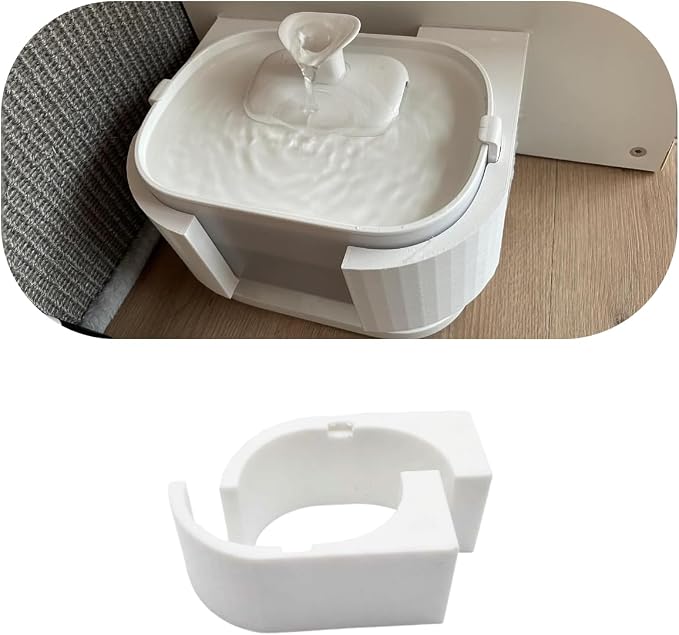 Anti-Tip Water Fountain Holder Compatible with Petlibro Dockstream, 3D Scanned Snug Fit Wall Mount & Furniture Clamp to Prevent Sliding and Spills, Pet-Proof Accessory for Cat Water Fountain, White
