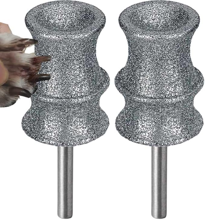 Stress-Free Diamond Dog Nail Grinder Bit Attachment for Dremel - Refill Tips & Replacement Heads Fit Dremel 7760 & 7350, for Small to Large Pet Dogs/Cats, Thick Nail Grooming, 2-Pack