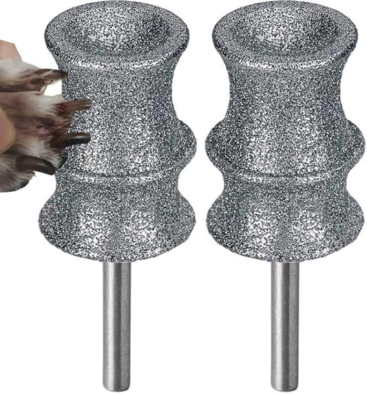 Stress-Free Diamond Dog Nail Grinder Bit Attachment for Dremel - Refill Tips & Replacement Heads Fit Dremel 7760 & 7350, for Small to Large Pet Dogs/Cats, Thick Nail Grooming, 2-Pack