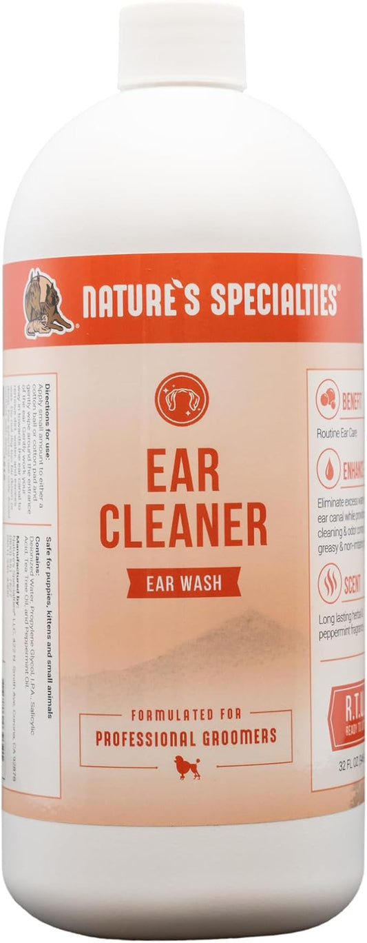 Nature's Specialties Dog Ear Cleaner Medicated Solution Non-Greasy Non-Irritation Made in USA Non-Toxic, 32 Ounces