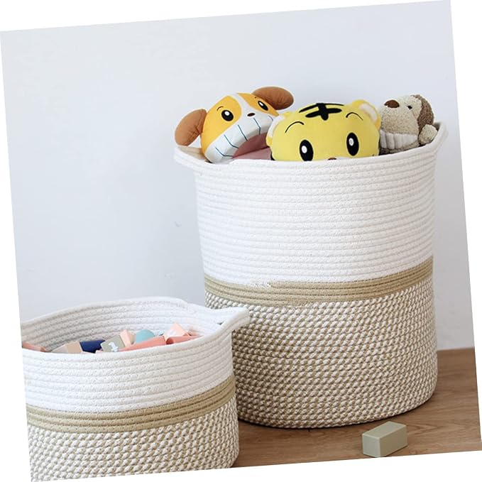 MERRYHAPY Multifunctional Rope Storage Basket for Pet Toys Laundry and Sundries Stylish Organizer Bin Portable Handle