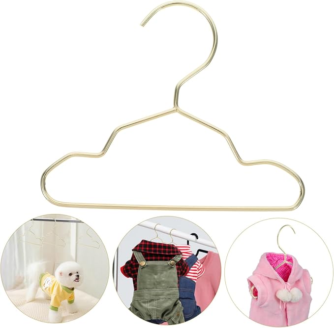 INOOMP 10Pcs Portable Metal Pet Hangers for Small Dogs Cats Durable Non Slip Clothes Organizer Lightweight Mini Hangers for Travel for Pet Clothing Storage