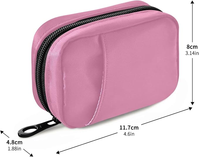 Pill Box 7 Day Pill Case Travel Pill Organizer Bag with Zipper Portable Weekly Case Compact Size for Vitamin Supplement Holder, Solid Color Pink