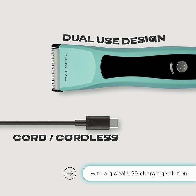 Cordless Pet Trimmer for Dogs & Cats – Rechargeable Grooming Clipper with Detachable Metal Blade, Low-Noise Motor, Supports Optional Blade Lengths (Parent) (Green, Combs Bundle)